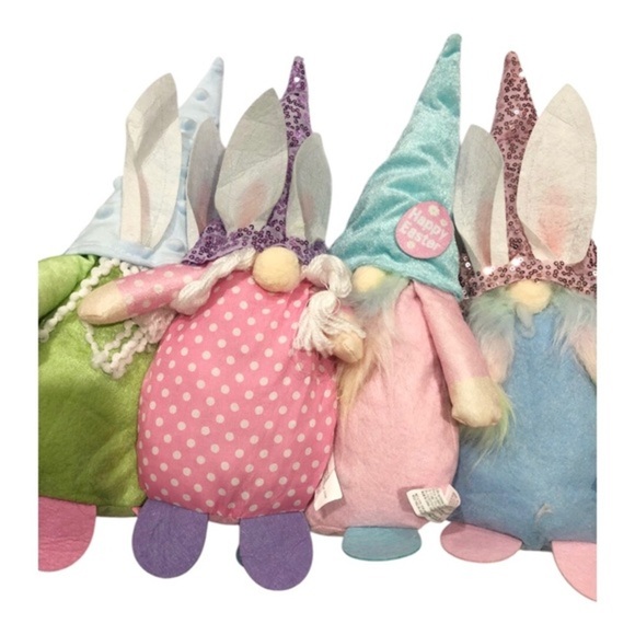 4pack cozy snuggly Easter bunny‎ theme pastel colored gnome plushies new - Picture 2 of 15